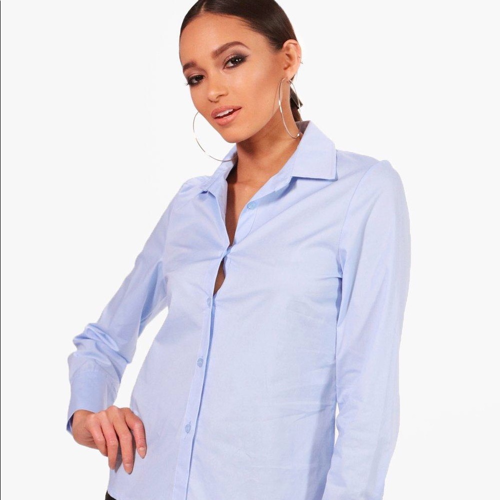 Boohoo Mia Fitted Cotton Dress Shirt
